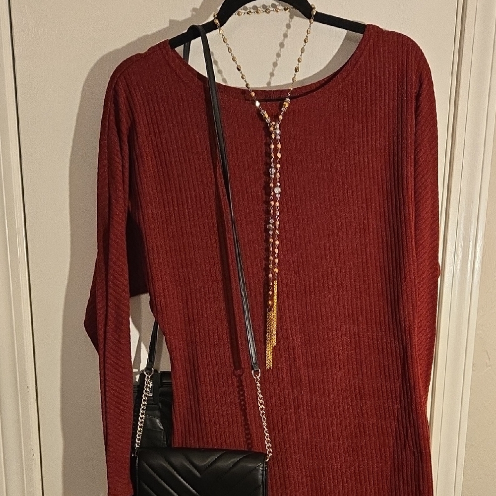 SHEIN Red Ribbed Dress - Picture 2 of 2